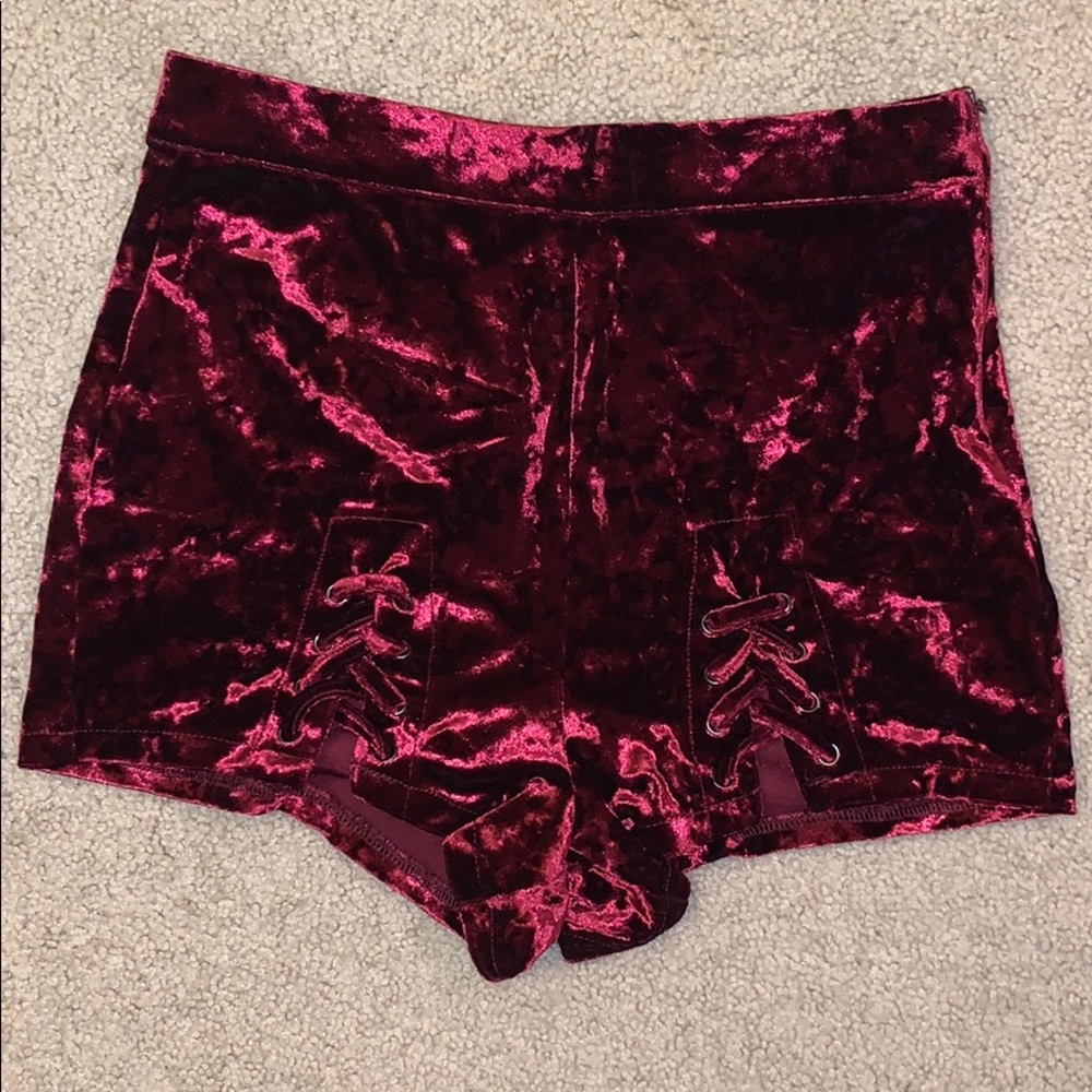 Red velvet shorts